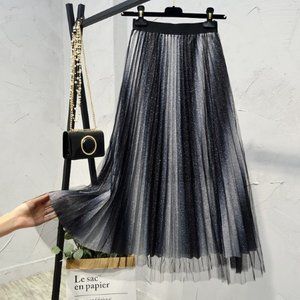 Pleated Mesh/Tulle Skirt